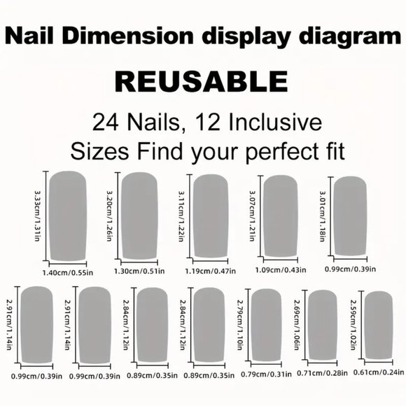 24pcs Purple French Fake Nails, Long Coffin Press On Nails, Glossy Full Cover - Picture 4 of 5